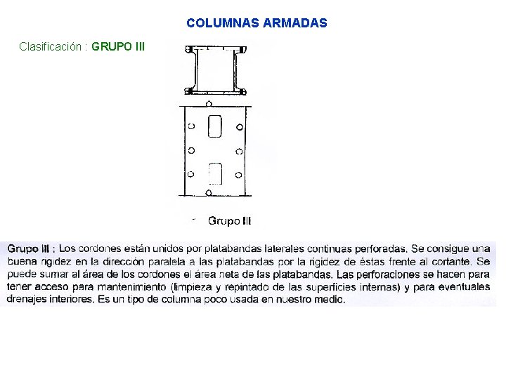 COLUMNAS ARMADAS Clasificación : GRUPO III 