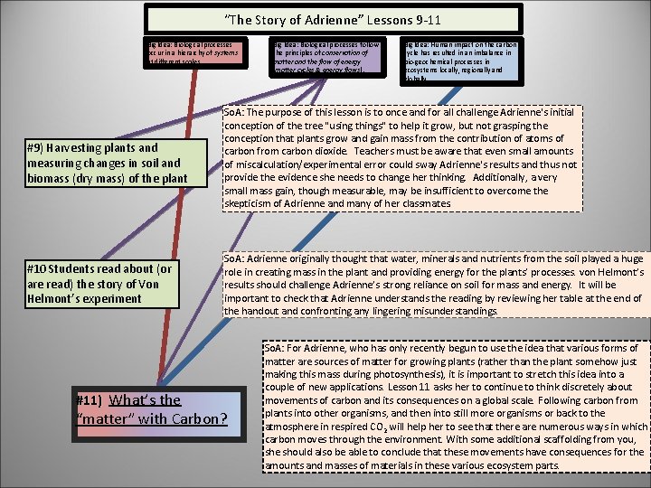 “The Story of Adrienne” Lessons 9 -11 Big Idea: Biological processes occur in a