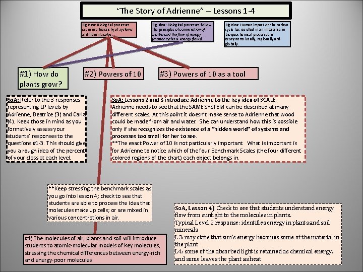 “The Story of Adrienne” – Lessons 1 -4 Big Idea: Biological processes occur in