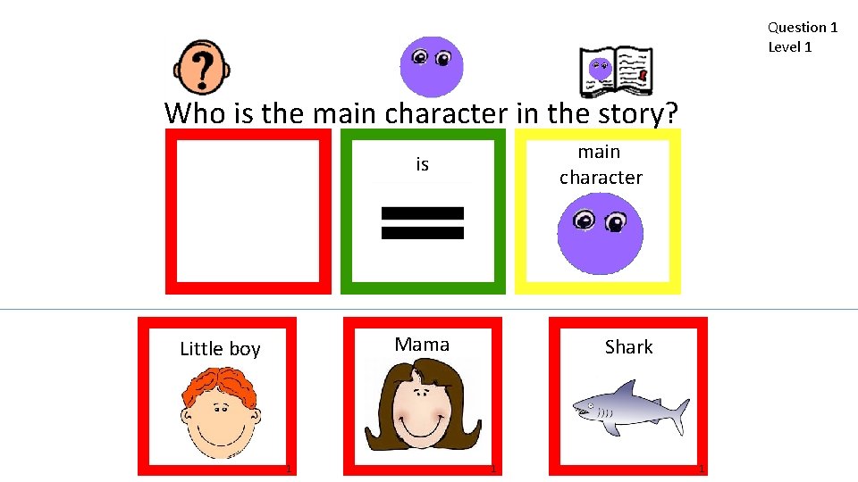 Question 1 Level 1 Who is the main character in the story? main character