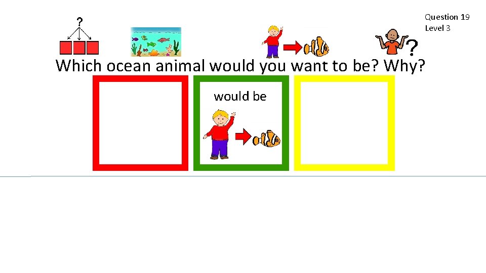 Question 19 Level 3 Which ocean animal would you want to be? Why? would
