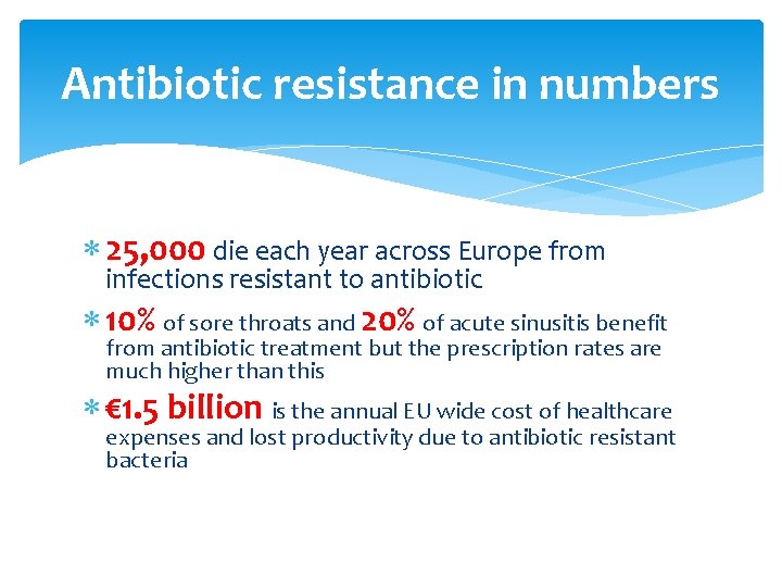 Antibiotic resistance in numbers 25, 000 die each year across Europe from infections resistant Antibiotic resistance in numbers 25, 000 die each year across Europe from infections resistant