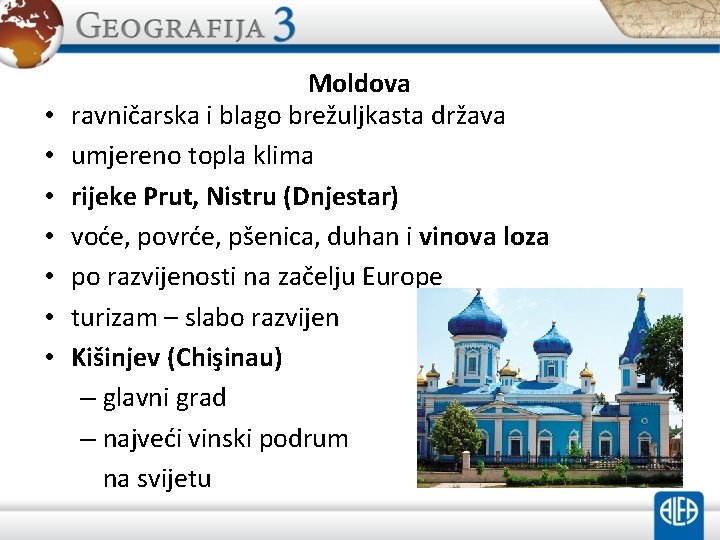  • • Moldova ravničarska i blago brežuljkasta država umjereno topla klima rijeke Prut,