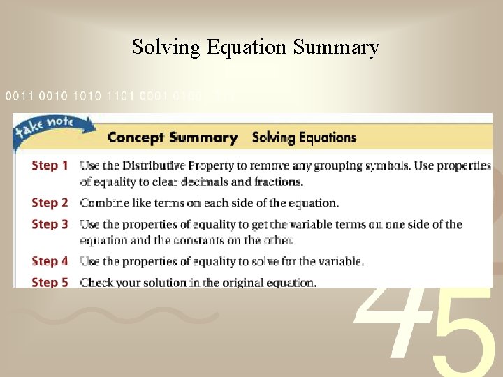Solving Equation Summary 