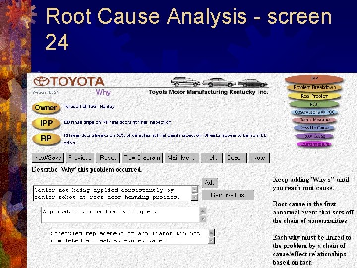 Root Cause Analysis - screen 24 