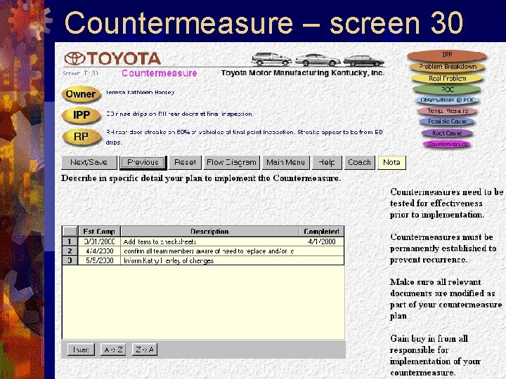 Countermeasure – screen 30 