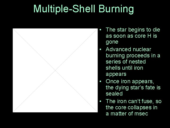 Multiple-Shell Burning • The star begins to die as soon as core H is