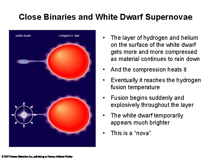 Close Binaries and White Dwarf Supernovae • The layer of hydrogen and helium on