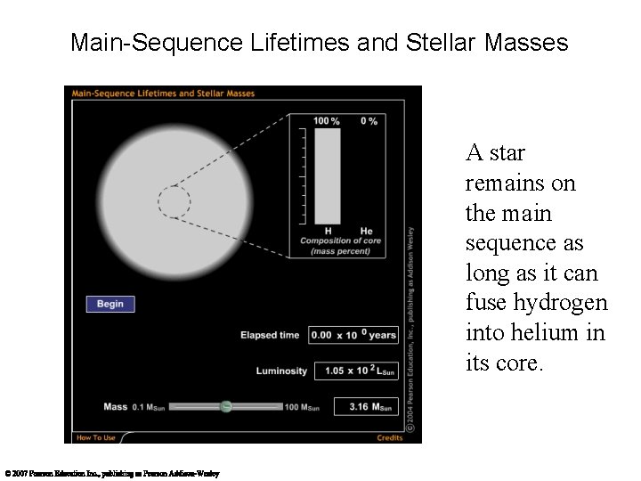 Main-Sequence Lifetimes and Stellar Masses A star remains on the main sequence as long