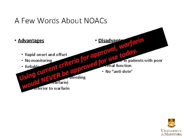A Few Words About NOACs n i r a f r a w ,