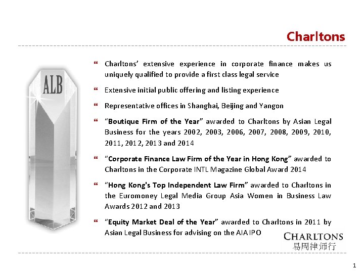 Charltons Charltons’ extensive experience in corporate finance makes us uniquely qualified to provide a