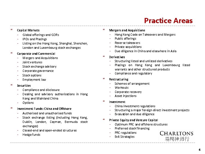 Practice Areas Capital Markets - Global offerings and GDRs - IPOs and Placings -