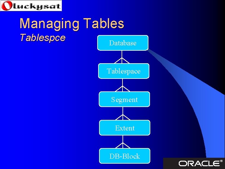 Managing Tablespce Database Tablespace Segment Extent DB-Block 