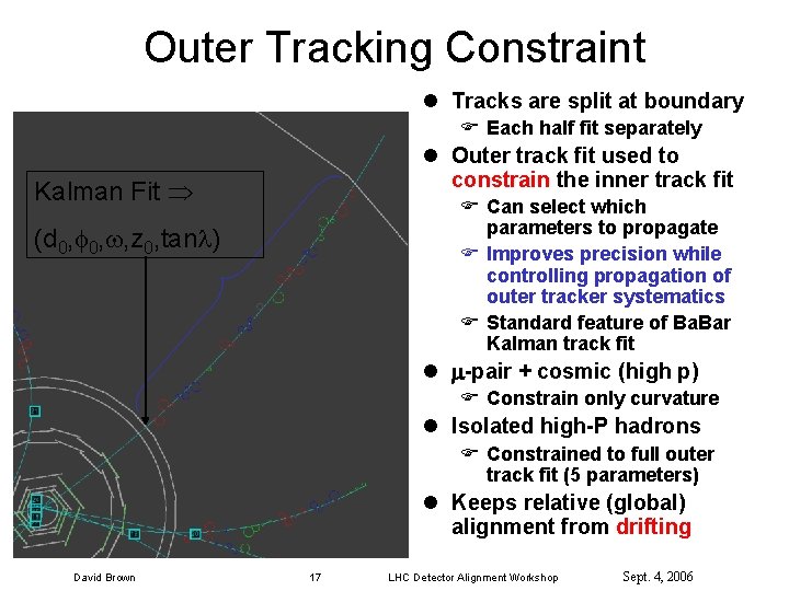 Outer Tracking Constraint l Tracks are split at boundary F Each half fit separately