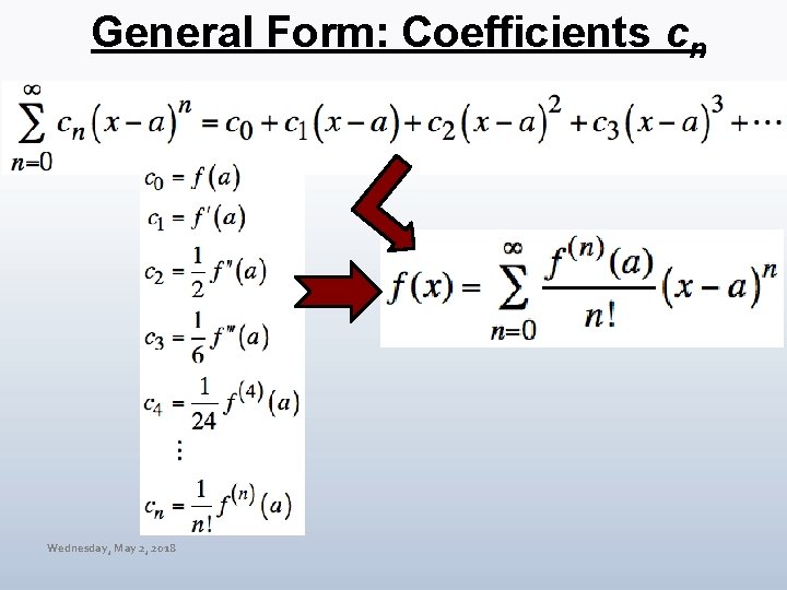 General Form: Coefficients cn Wednesday, May 2, 2018 