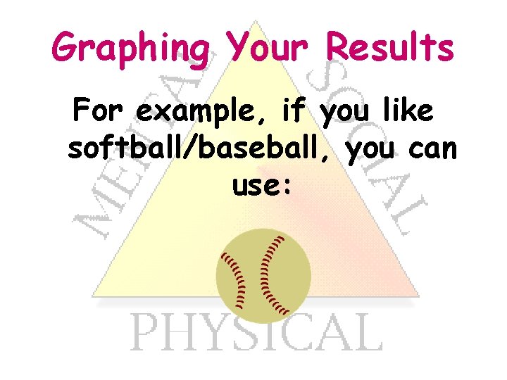 Graphing Your Results For example, if you like softball/baseball, you can use: 