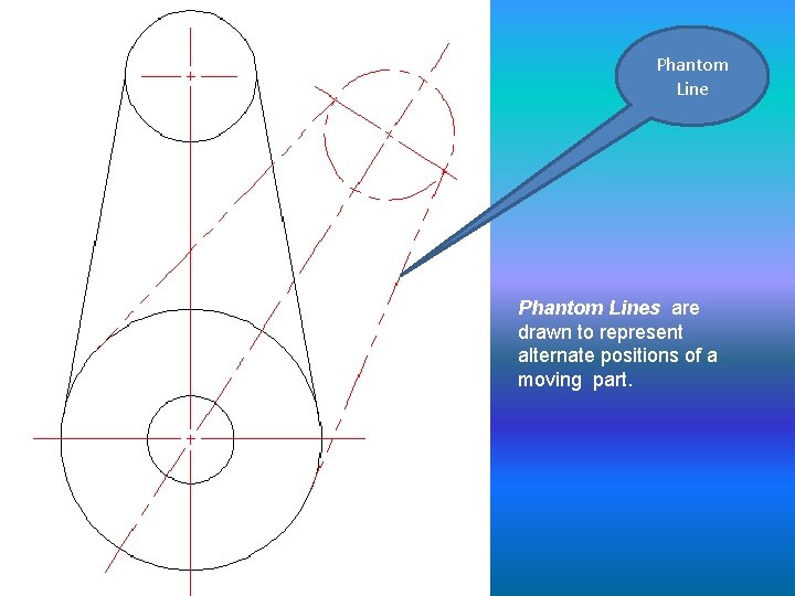 Phantom Lines are drawn to represent alternate positions of a moving part. 