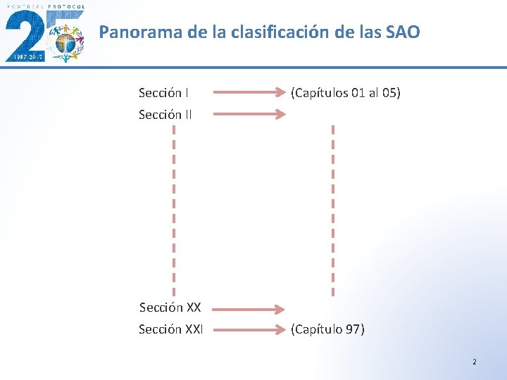 Panorama de la clasificación de las SAO Sección I (Capítulos 01 al 05) Sección