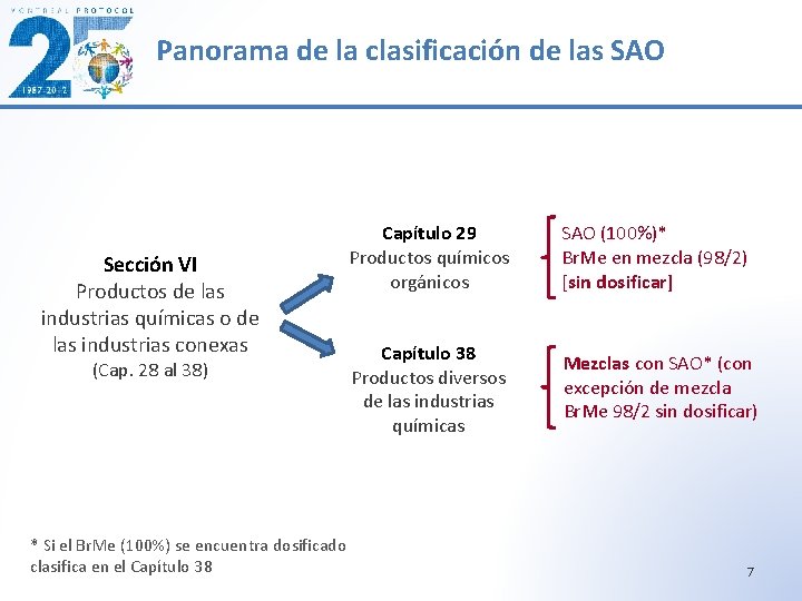 Panorama de la clasificación de las SAO Sección VI Productos de las industrias químicas