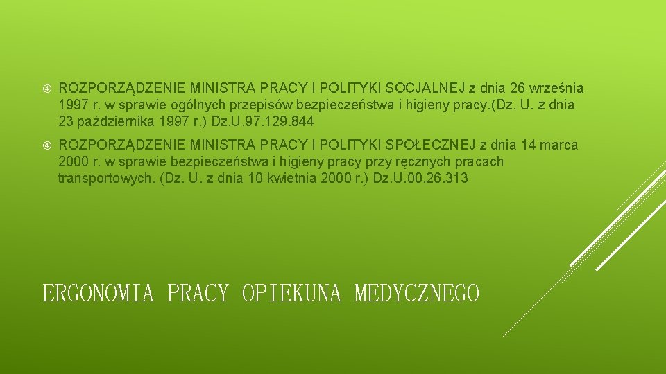  ROZPORZĄDZENIE MINISTRA PRACY I POLITYKI SOCJALNEJ z dnia 26 września 1997 r. w