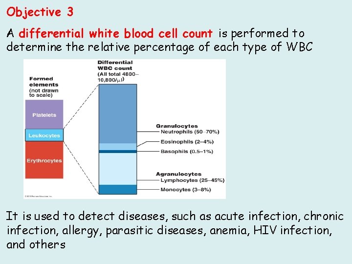 Objective 3 A differential white blood cell count is performed to determine the relative