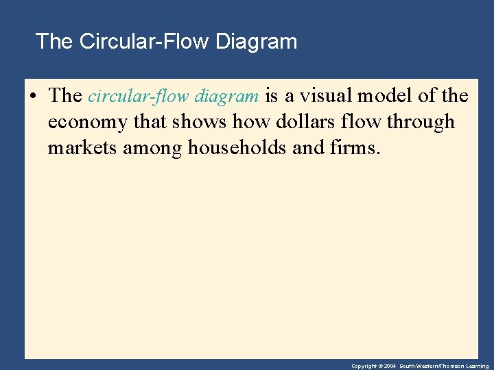 The Circular-Flow Diagram • The circular-flow diagram is a visual model of the economy