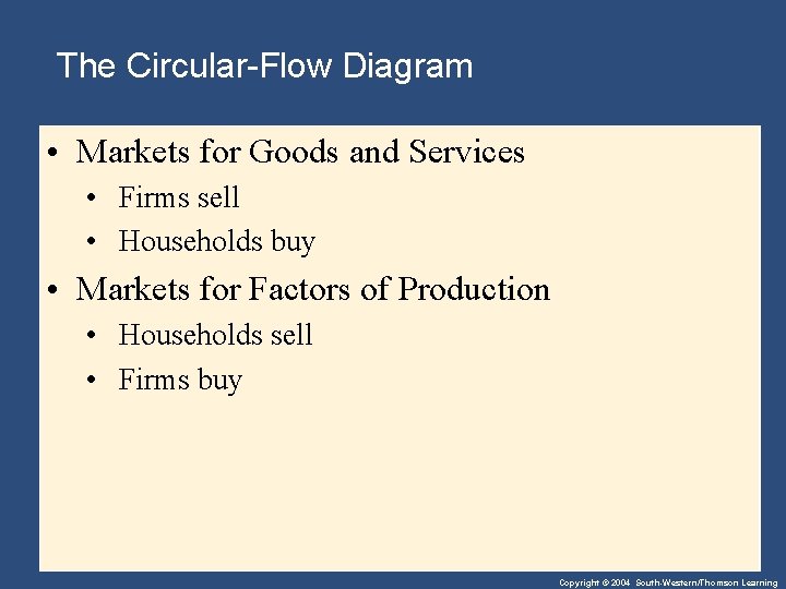 The Circular-Flow Diagram • Markets for Goods and Services • Firms sell • Households