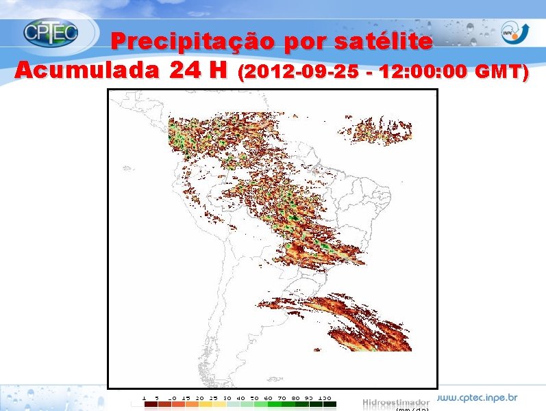 Precipitação por satélite Acumulada 24 H (2012 -09 -25 - 12: 00 GMT) 
