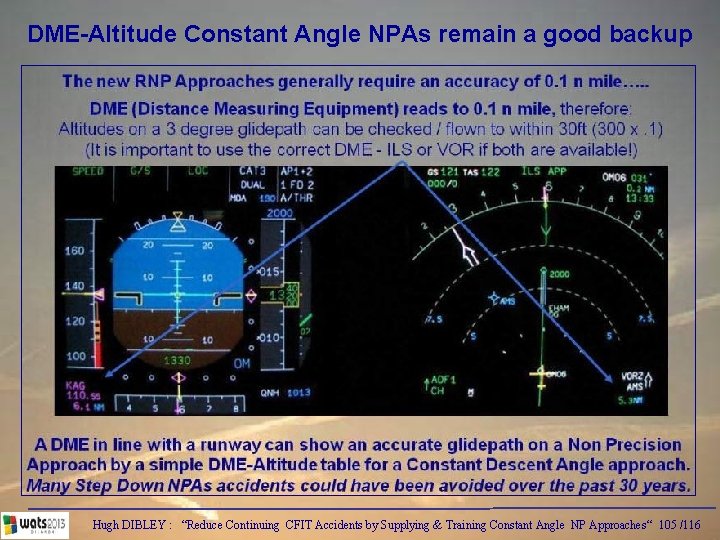 DME-Altitude Constant Angle NPAs remain a good backup Hugh DIBLEY : “Reduce Continuing CFIT