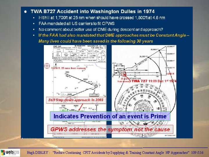 Indicates Prevention of an event is Prime Hugh DIBLEY : “Reduce Continuing CFIT Accidents