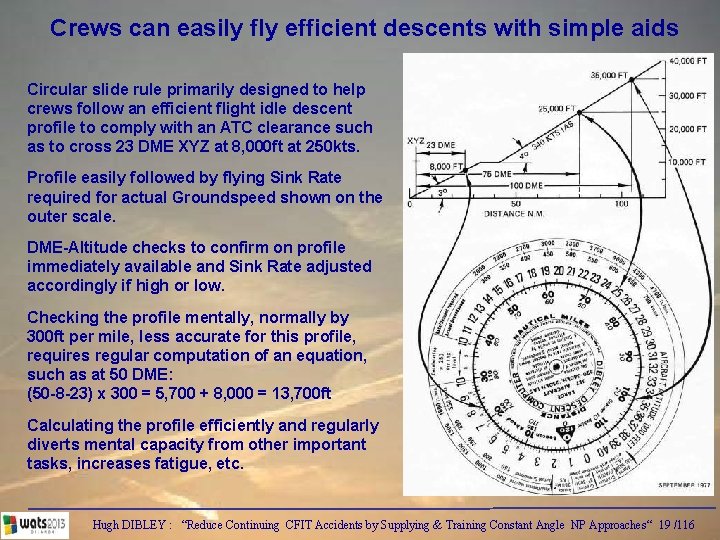 Crews can easily fly efficient descents with simple aids Circular slide rule primarily designed