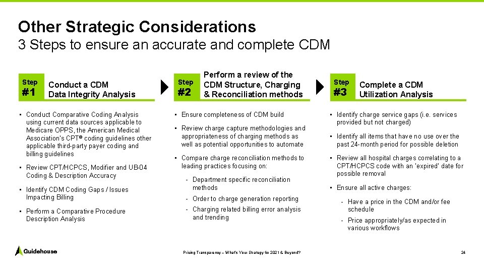 Other Strategic Considerations 3 Steps to ensure an accurate and complete CDM Step #1