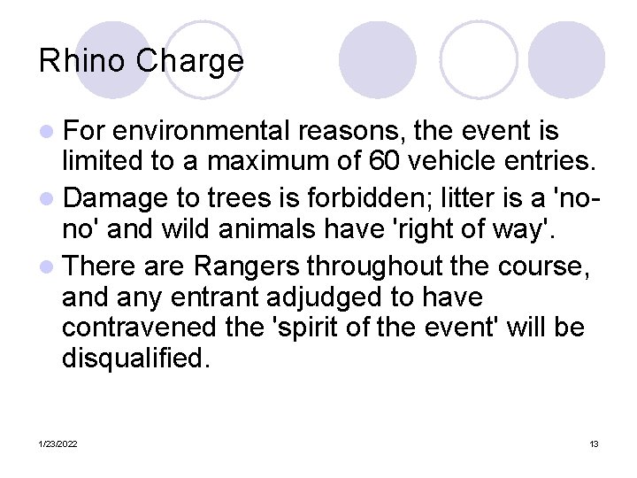 Rhino Charge l For environmental reasons, the event is limited to a maximum of