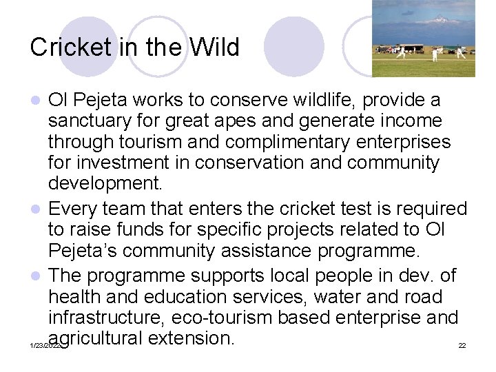 Cricket in the Wild Ol Pejeta works to conserve wildlife, provide a sanctuary for