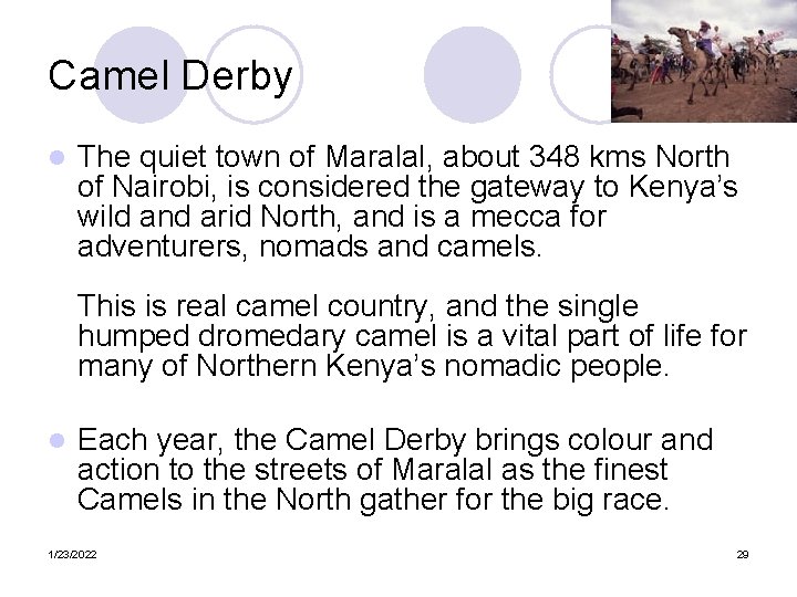 Camel Derby l The quiet town of Maralal, about 348 kms North of Nairobi,