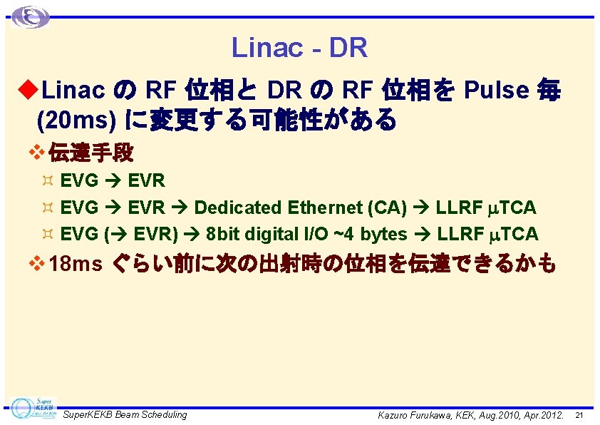 Linac - DR u. Linac の RF 位相と DR の RF 位相を Pulse 毎