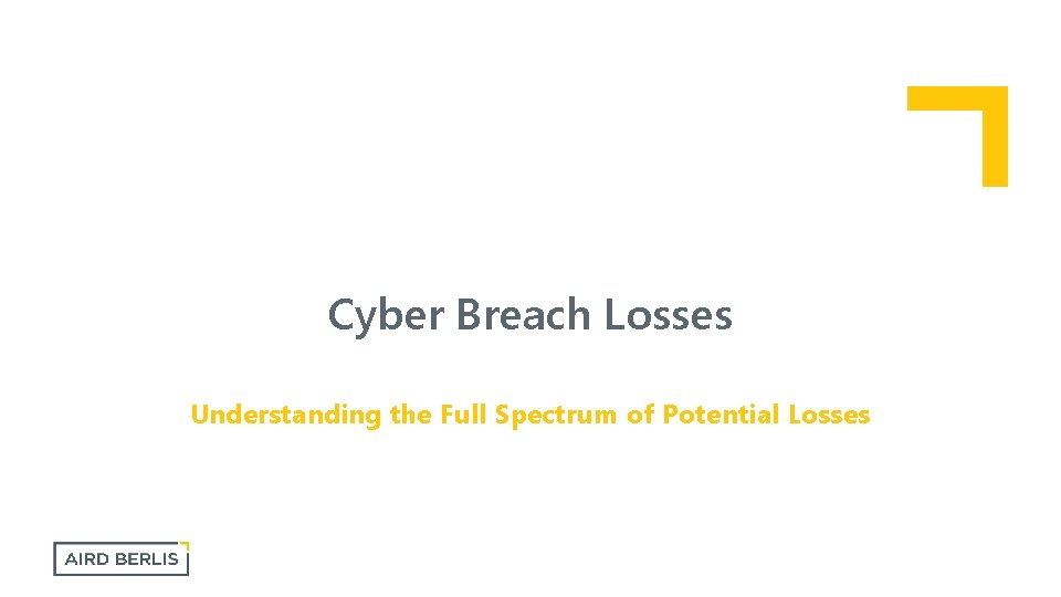 Cyber Breach Losses Understanding the Full Spectrum of Potential Losses 