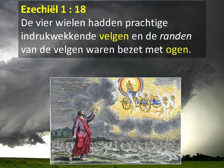 Ezechiël 1 : 18 De vier wielen hadden prachtige indrukwekkende velgen en de randen