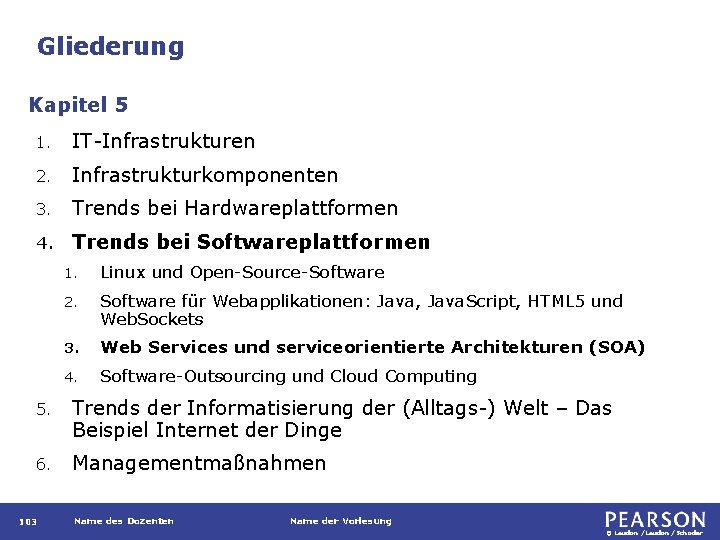 Gliederung Kapitel 5 1. IT-Infrastrukturen 2. Infrastrukturkomponenten 3. Trends bei Hardwareplattformen 4. Trends bei