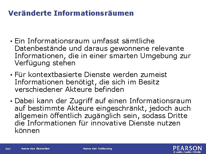 Veränderte Informationsräumen • Ein Informationsraum umfasst sämtliche Datenbestände und daraus gewonnene relevante Informationen, die