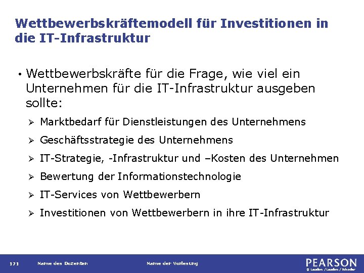 Wettbewerbskräftemodell für Investitionen in die IT-Infrastruktur • 171 Wettbewerbskräfte für die Frage, wie viel