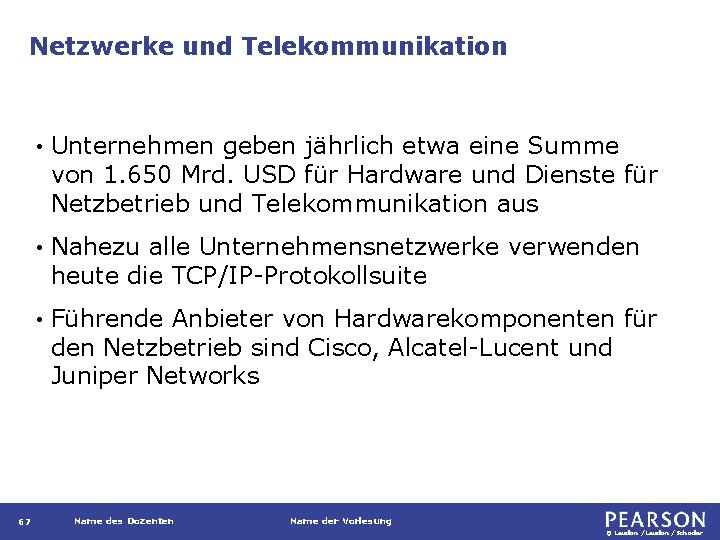 Netzwerke und Telekommunikation 67 • Unternehmen geben jährlich etwa eine Summe von 1. 650