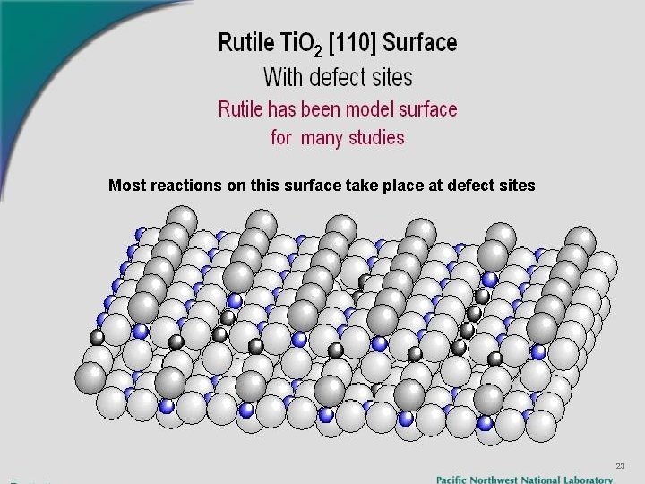 Most reactions on this surface take place at defect sites 23 