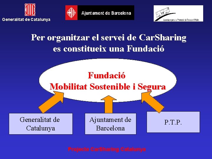 Generalitat de Catalunya Per organitzar el servei de Car. Sharing es constitueix una Fundació