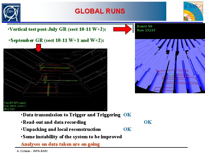 GLOBAL RUNS • Vertical test post-July GR (sect 10 -11 W+2): • September GR
