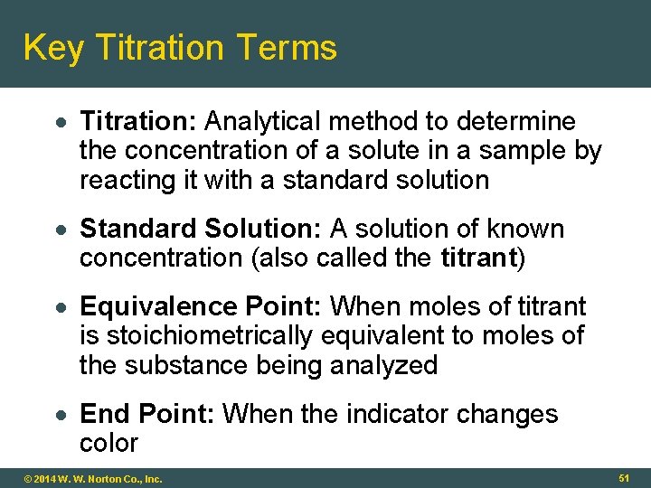 Key Titration Terms Titration: Analytical method to determine the concentration of a solute in
