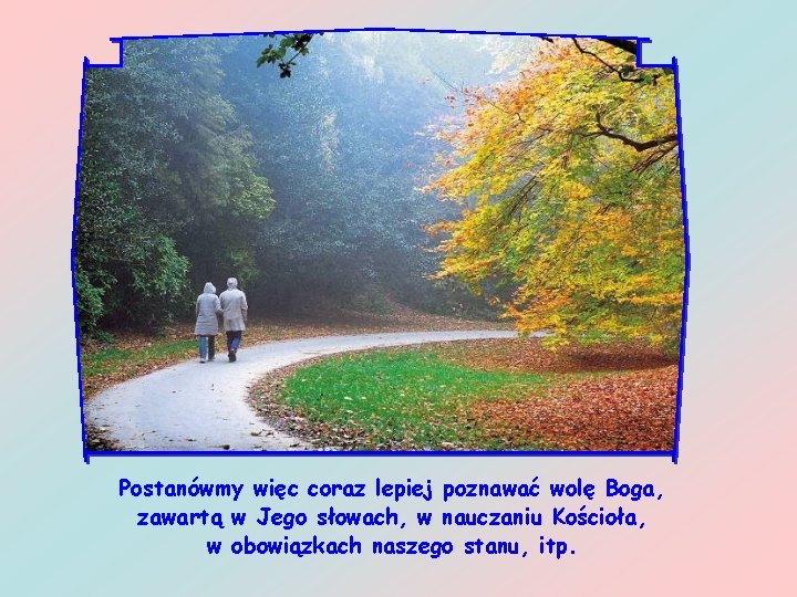 Postanówmy więc coraz lepiej poznawać wolę Boga, zawartą w Jego słowach, w nauczaniu Kościoła,