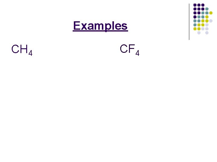 Examples CH 4 CF 4 