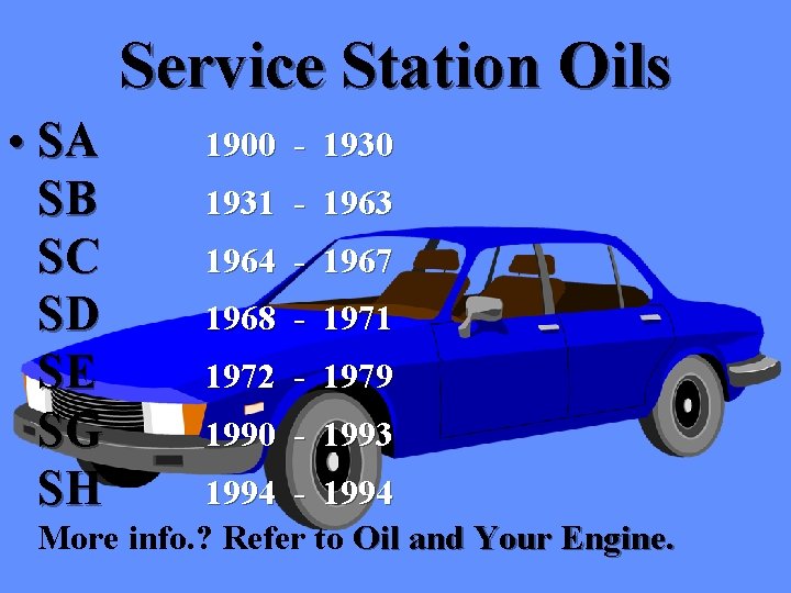 Service Station Oils • SA SB SC SD SE SG SH 1900 - 1930 Service Station Oils • SA SB SC SD SE SG SH 1900 - 1930