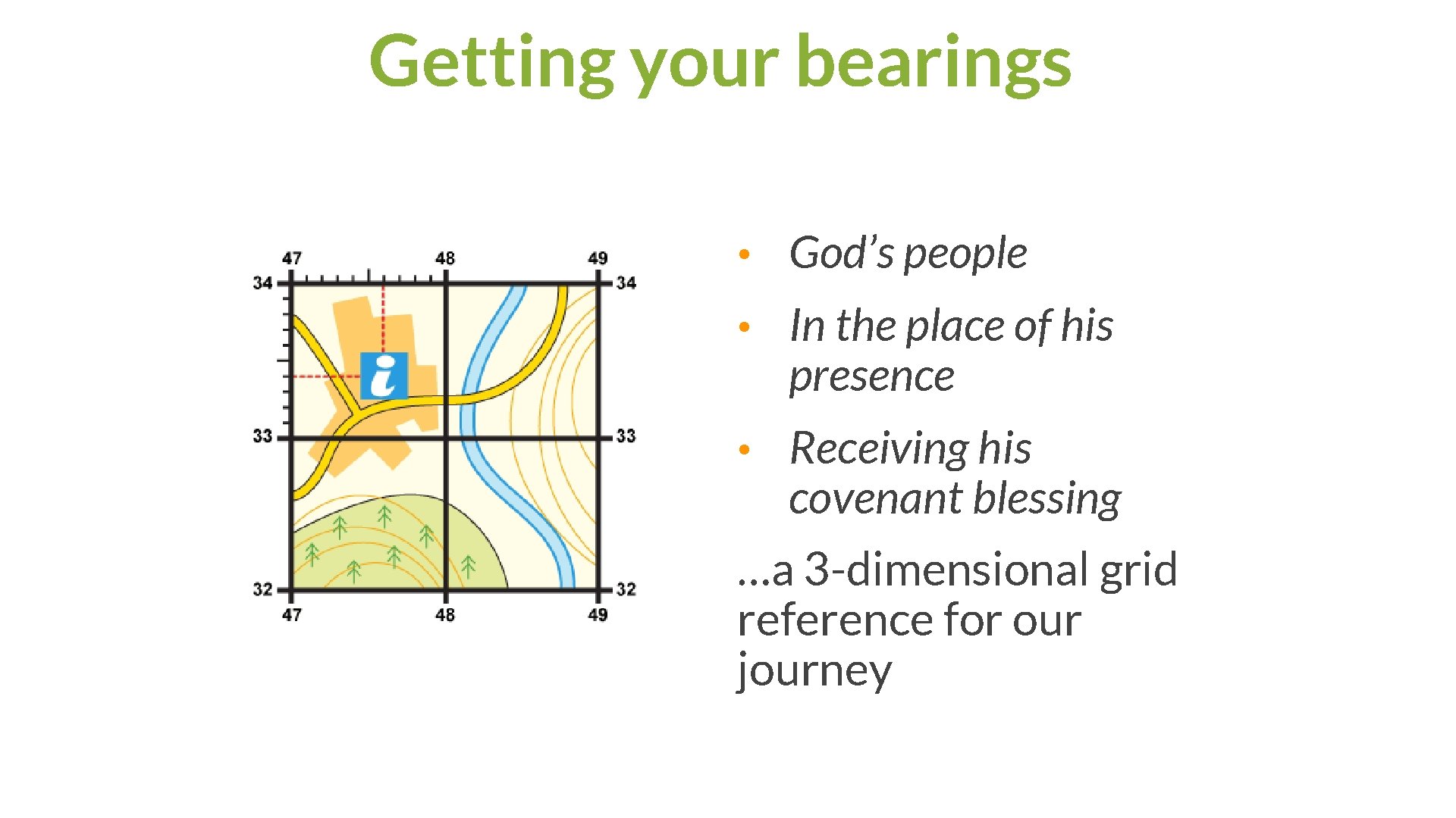 Getting your bearings • God’s people • In the place of his presence •